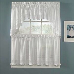 Crochet Valance; Swag and Tier Pair Curtain Collection 2pr 36”